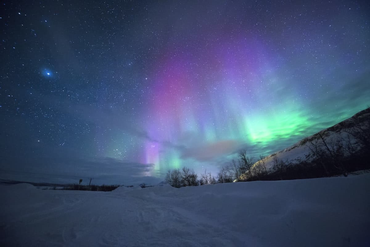 Peaceful aurora night sky